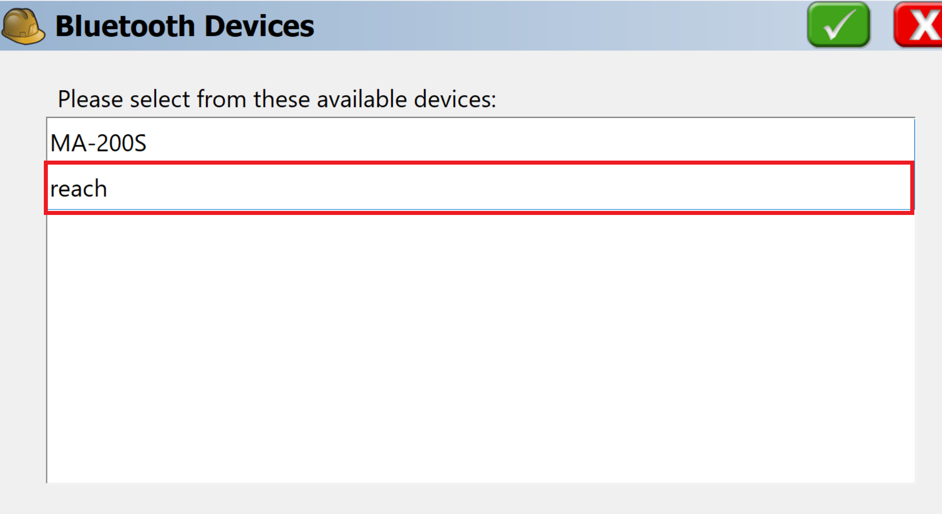 Select the receiver in SurvCE
