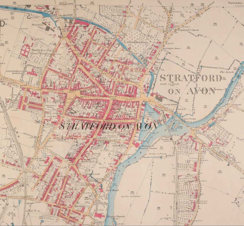 The Ordnance map of Stratford on Avon