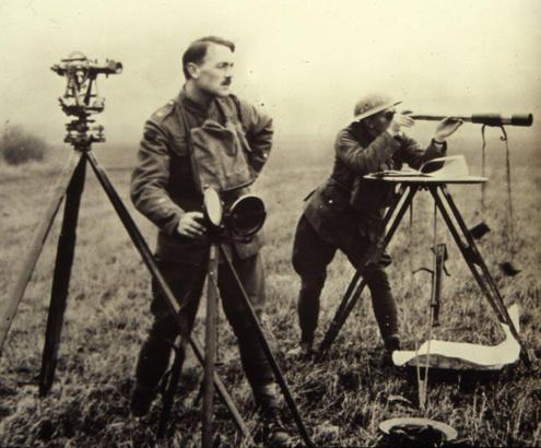 Surveyors mapping the battlefield during WWI