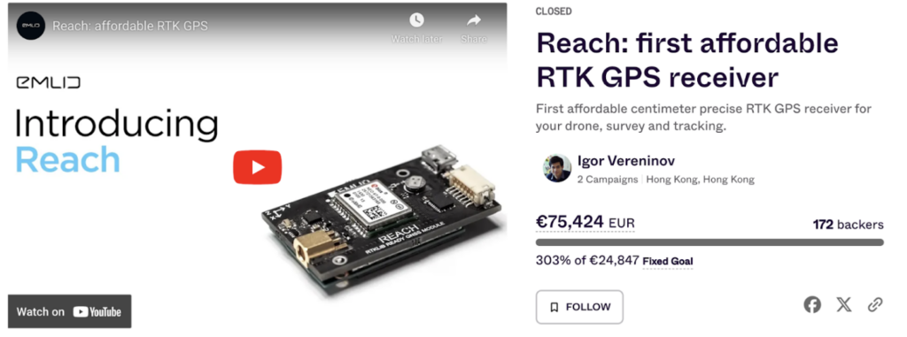 Emlid Reach module was the first affordable RTK GPS receiver