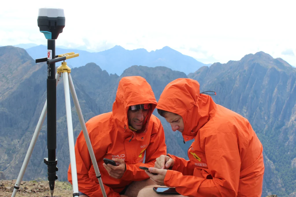 Reach RS2+ receiver used with the Emlid Flow app