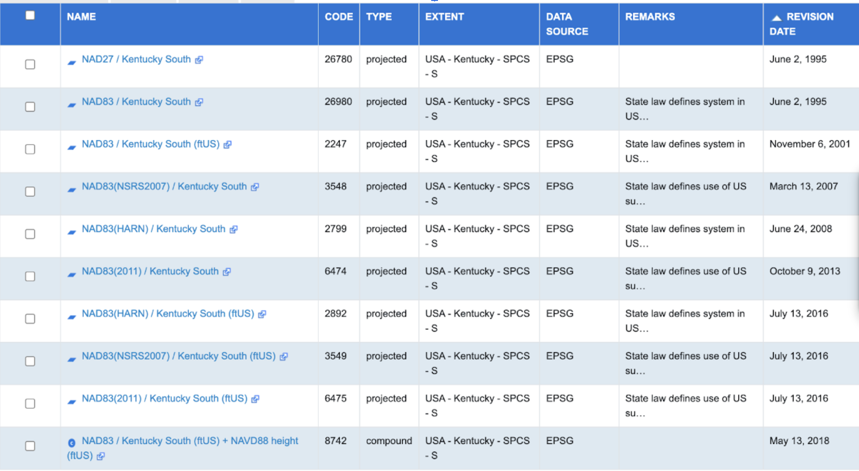 Coordinate systems in EPSG Registry