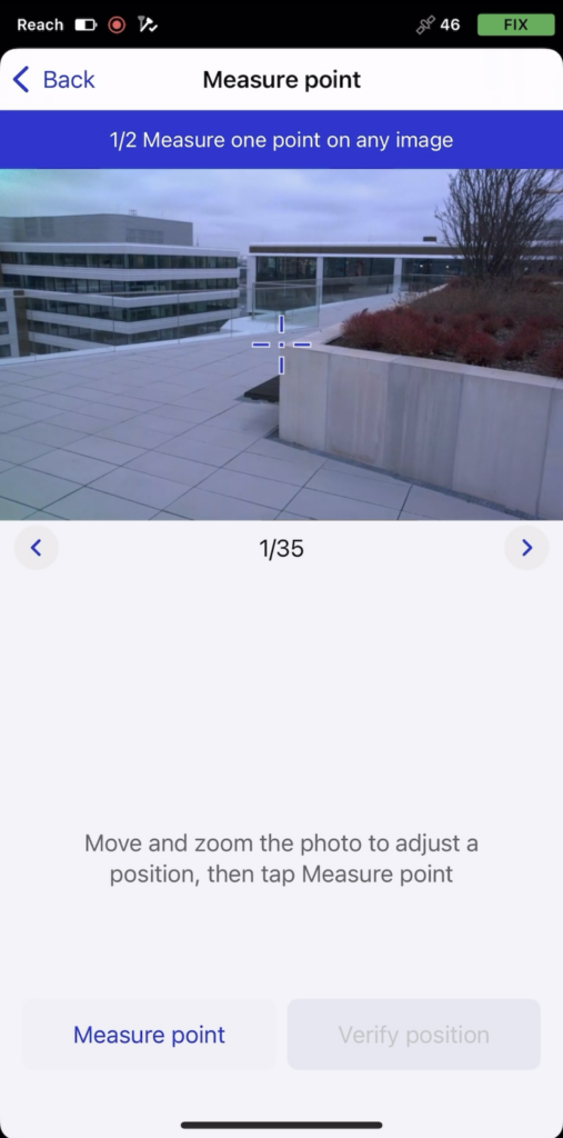 Measure point tool inside Emlid Flow
