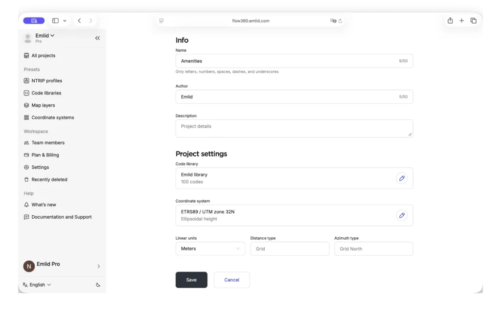 As-built workflow Emlid Flow 360